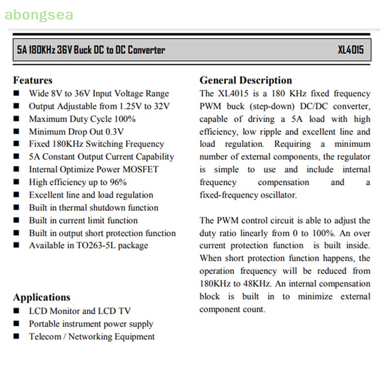Abongsea Set 5 Chip Chuyển Đổi Nguồn Điện XL4015E1 XL4015 4015 Từ DC TO-263