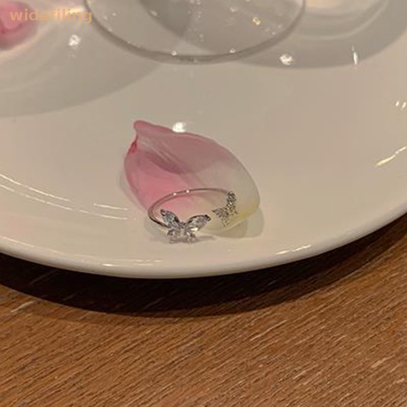Nhẫn Hở Hình Bướm Lấp Lánh Bằng Hợp Kim Phong Cách Hàn Quốc Thời Trang Cho Nữ