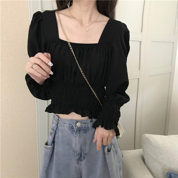 IELGY       Áo Sơ Mi chiffon Dài Tay Phong Cách Pháp Thời Trang Cho Nữ