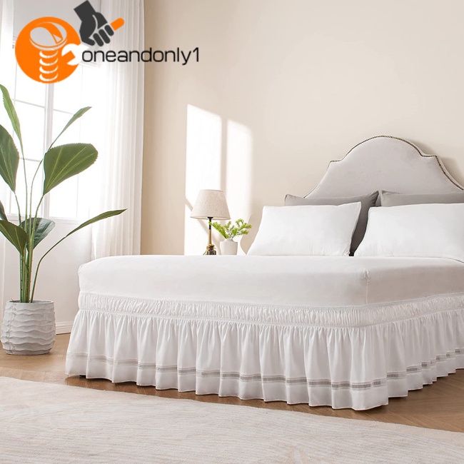 [COD] Vỏ Bọc Khung Giường Không Nhăn Màu Trơn Viền Ren Nhún Bèo Có Thể Giặt Máy