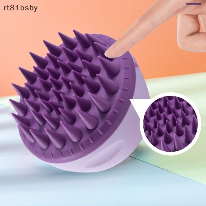 Bàn Chải Gội Đầu Mát Xa Da Đầu Bằng Silicon Mềm Hình Tròn Cầm Tay Tiện Lợi