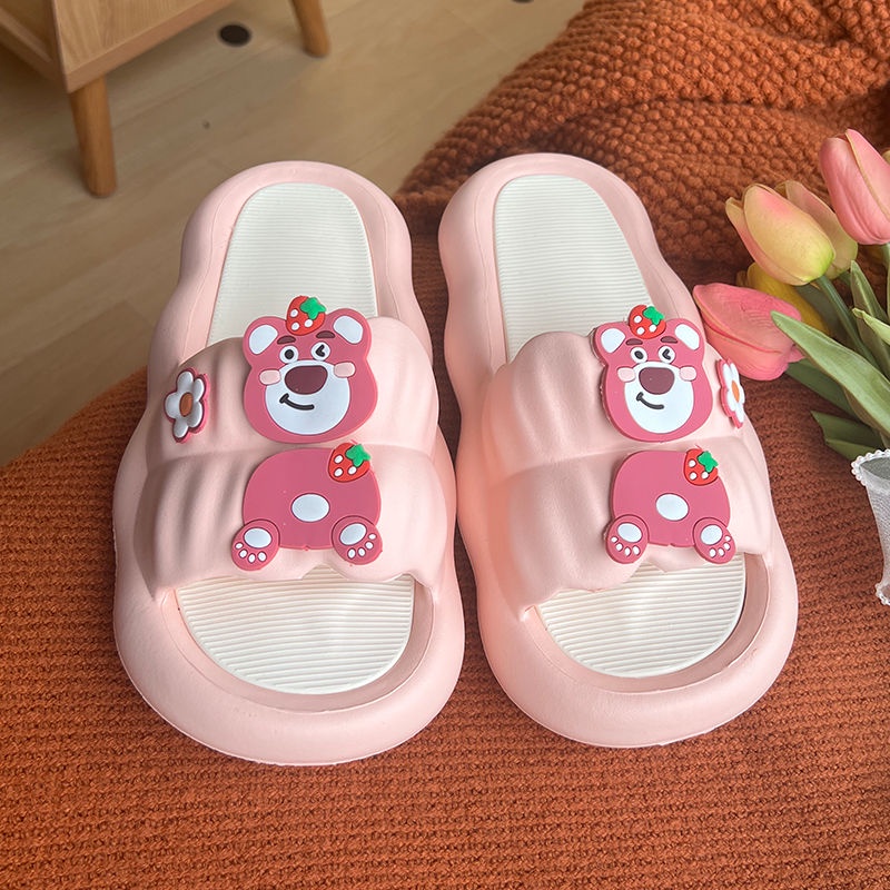 Dép Đi Trong Nhà / Ngoài Trời Dày Dặn Thoải Mái Họa Tiết Gấu Hoạt Hình Tiêu Chuẩn