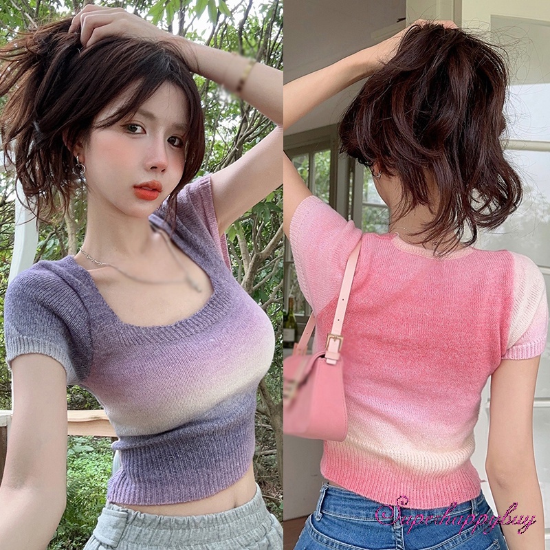 Áo Thun Croptop Tay Ngắn Dáng Ôm Thời Trang Mùa Hè Dành Cho Nữ