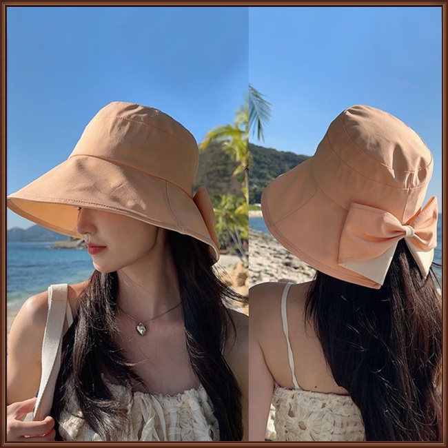 Nón Tai Bèo Vành Rộng Chống Nắng Đính Nơ Dễ Thương Thời Trang Mùa Hè Cho Nữ