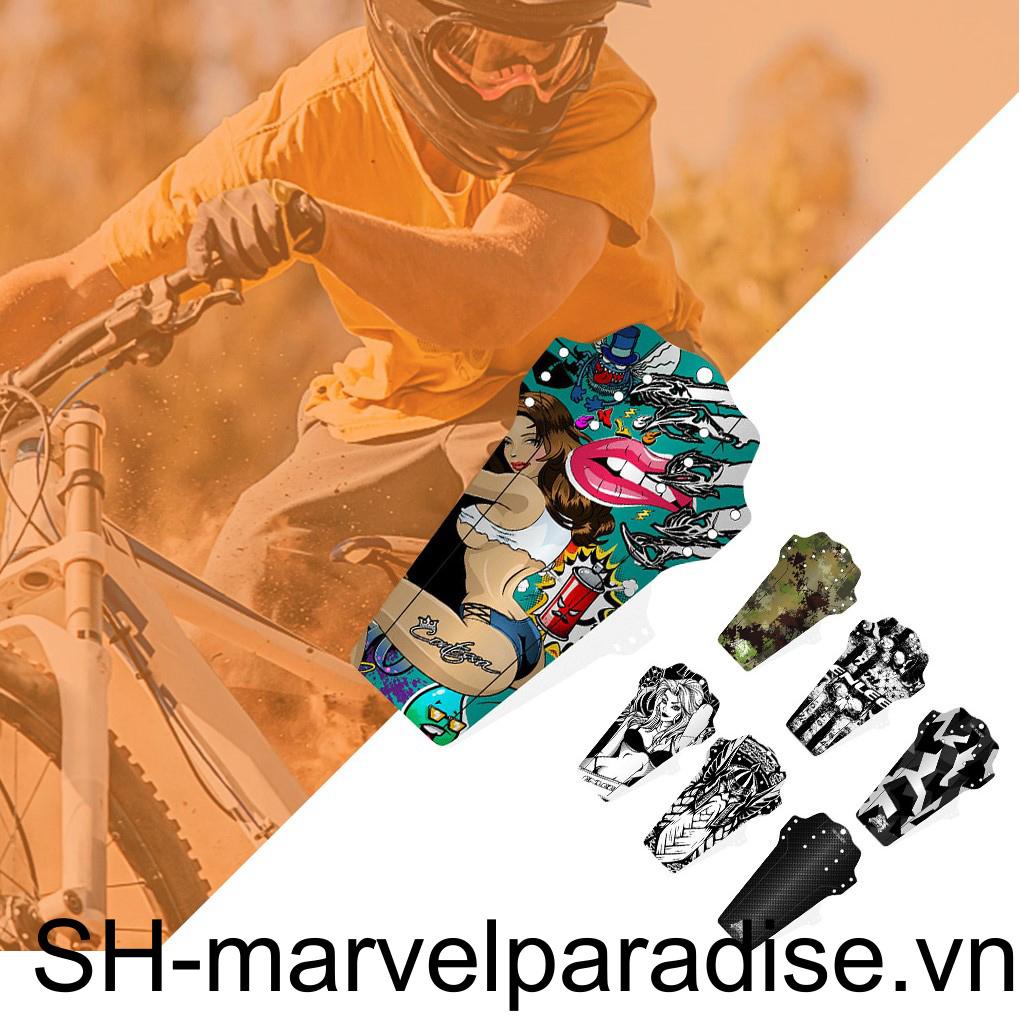 Tấm Chắn Bùn Trước Và Sau Bằng Nhựa In Họa Tiết Độc Đáo Kèm Dây Cáp Tiện Dụng Cho Xe Đạp