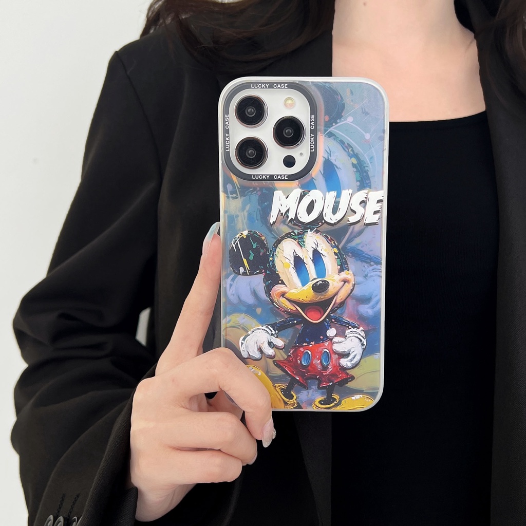 Ốp Điện Thoại TPU Silicon Mềm Trong Suốt Họa Tiết Chuột Mickey Hai Mặt Cho iPhone 14 13 12 11 PRO MAX