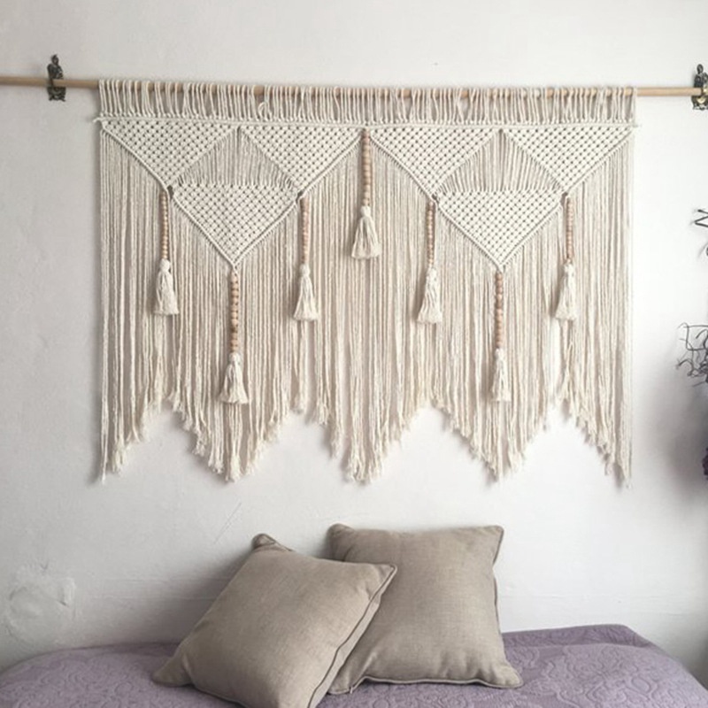 Macrame Treo tường Dệt tay Dây bông Bohemian Boho Tấm thảm Trang trí nội thất