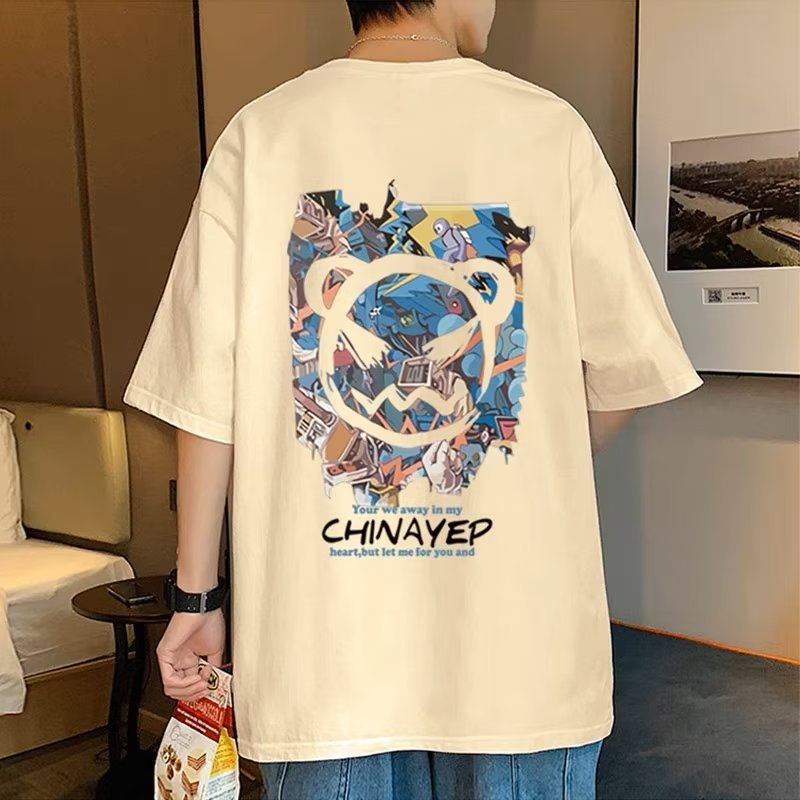 Áo Thun Cổ Tròn In Chữ Thời Trang Hàn Quốc Cho Nam Size M-5XL