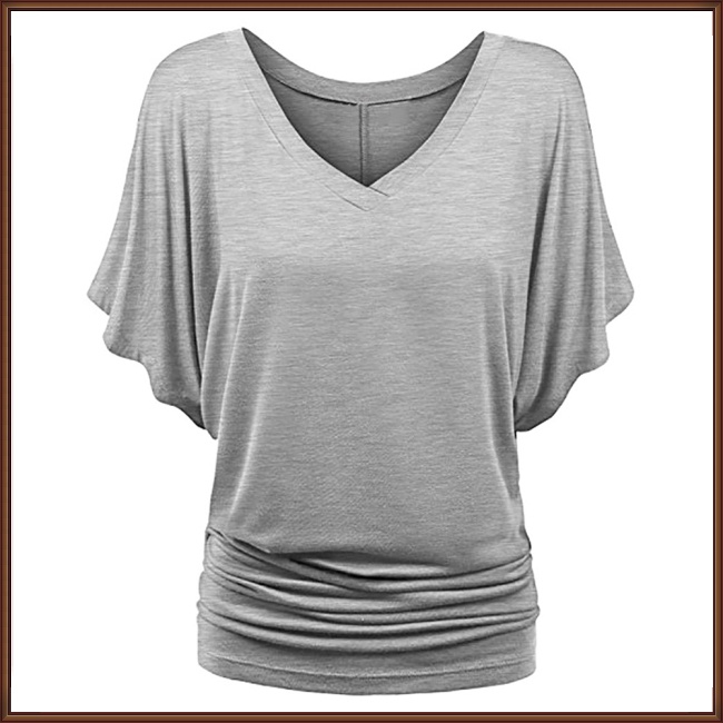 Áo Thun 35% Cotton Tay Ngắn Dáng Rộng Cổ Chữ V Plus Size Cho Nữ