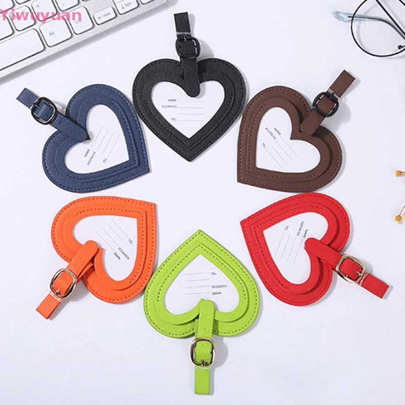 1 Nhãn Tên Gắn Hành Lý Du Lịch Bằng Da Hình Trái Tim Mới