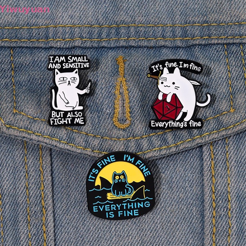 < Yiwuyuan > Trâm Cài Áo Hình Cá Mập / Mèo Vui Nhộn Tùy Chỉnh Cho Trẻ Em / Bạn Bè Mới