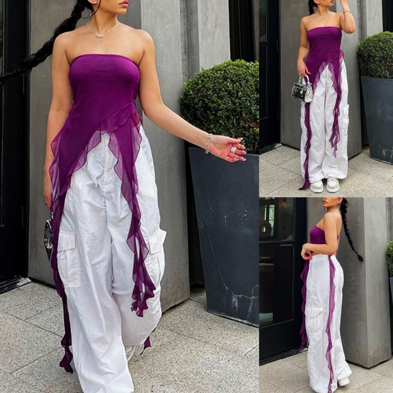 Xiangbao Áo Thun Không Tay Hở Lưng Gợi Cảm Viền Gỗ Ôm Dáng Y2K Jokers Cho Nữ