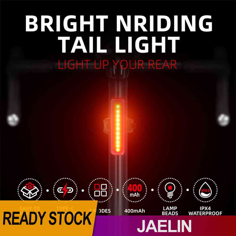 ♚Miễn Phí Vận Chuyển♚Đèn Hậu Chống Thấm Nước 30LM 400mAh Type-C USB Có Thể Sạc Lại Cho Xe Đạp