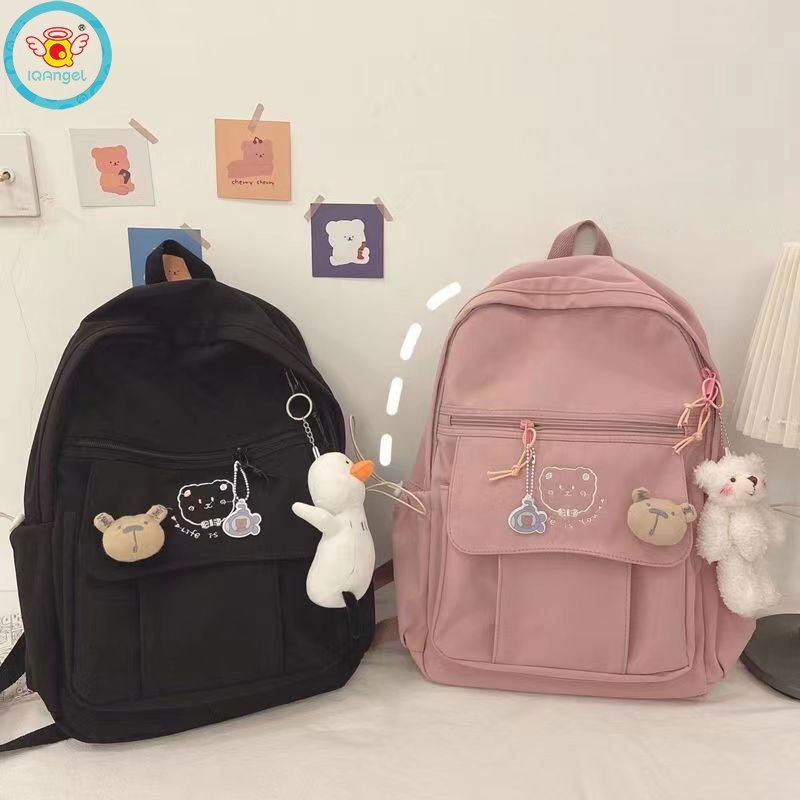 Ba Lô canvas Mềm Mại Phong Cách Harajuku Hàn Quốc Dễ Thương Cho Nữ