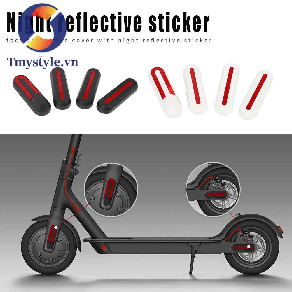 Bộ 4 Miếng Dán Phản Quang Bảo Vệ Bánh Xe Scooter Điện M365