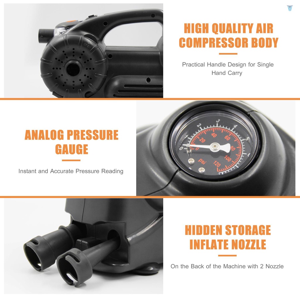 Máy Bơm Lốp Xe Có Đèn LED DC 12V 120PSI Chuyên Dụng