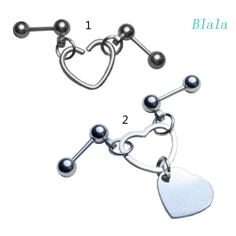 Khuyên Tai Chuỗi Hình Trái Tim Đôi Phong Cách Punk