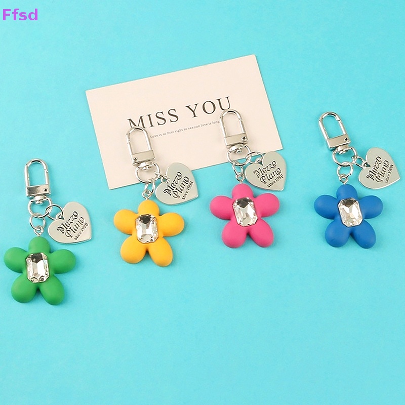 {Ffsd} Móc Chìa Khóa Xe Hơi / Ba Lô / Trang Trí Túi Xách Hình Hoa / Trái Tim Đính Đá Quý Màu S