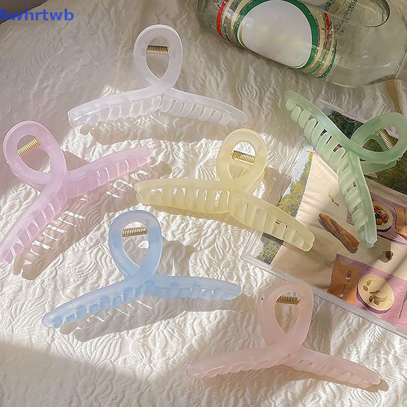 Kẹp Tóc Càng Cua Bằng Nhựa Trong Suốt Màu Trơn Cỡ Lớn Thời Trang Cho Nữ Mới