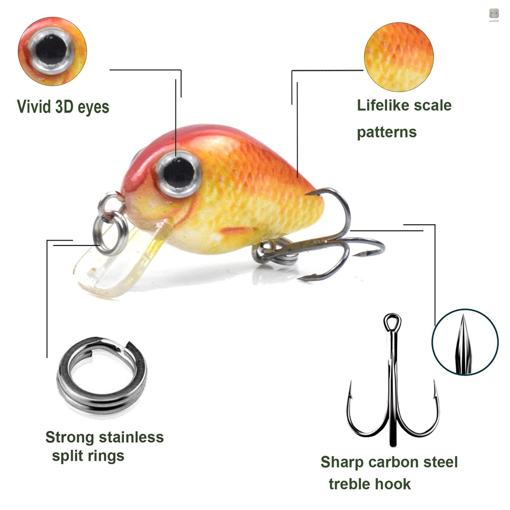 Mồi Giả Câu Cá 3D Bằng Nhựa Cứng 1.1 in / 0.06 oz