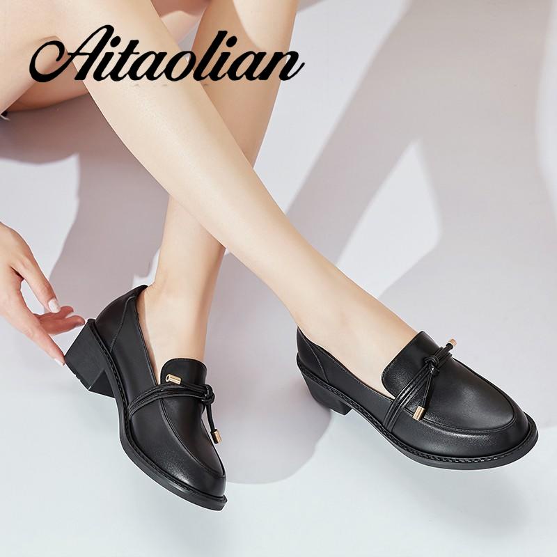 Giày Da Bóng Đế Dày / Cao Vừa Màu Trơn Thời Trang Cho Nữ Màu Sắc