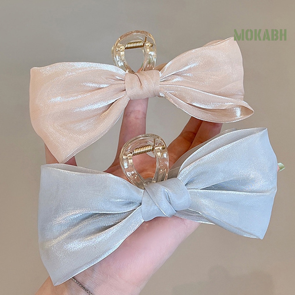 Kẹp Tóc Hình Nơ Màu Trơn Đa Năng Phong Cách Hàn Quốc