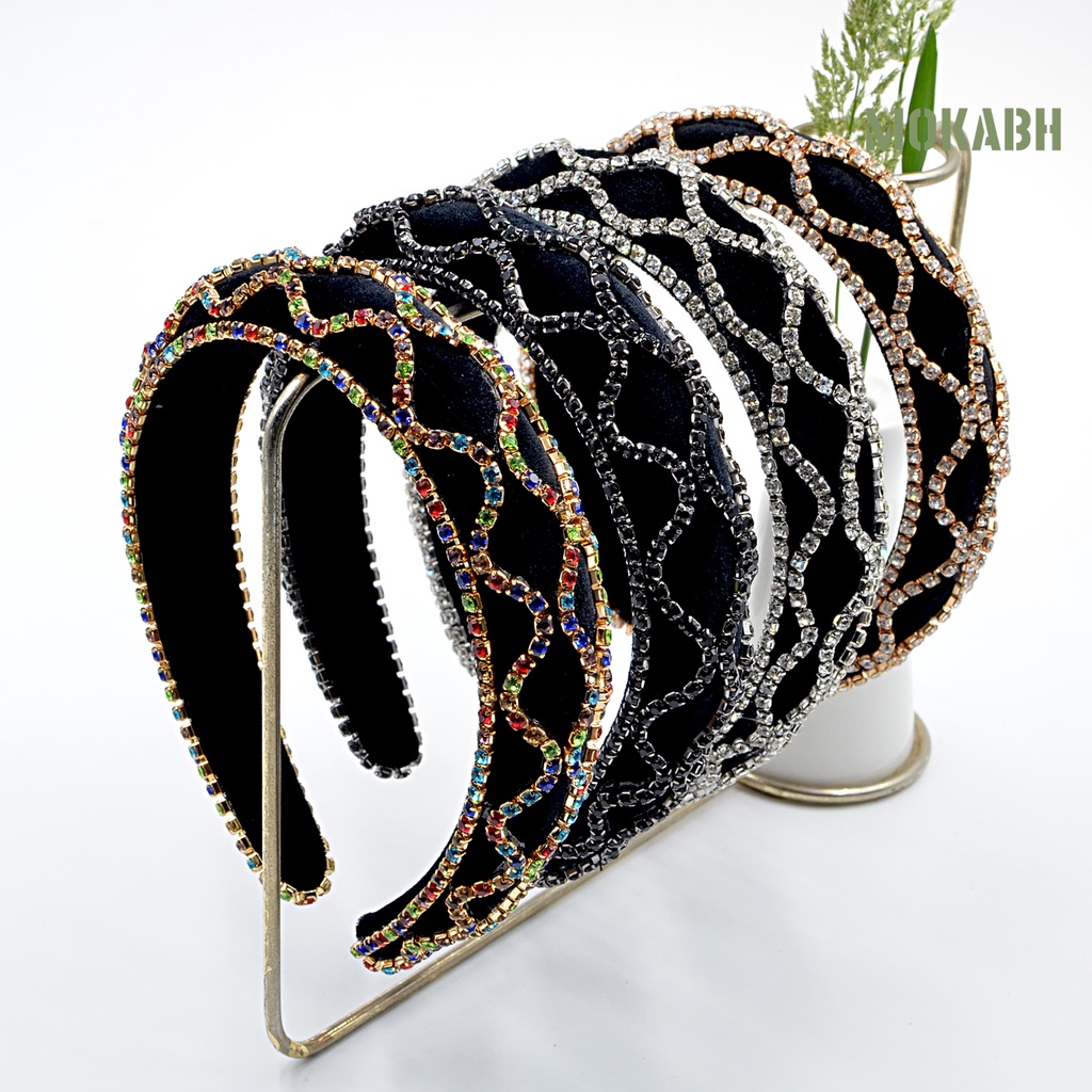 Băng Đô Cài Tóc Bản Rộng Đính Đá Phong Cách Baroque Cổ Điển