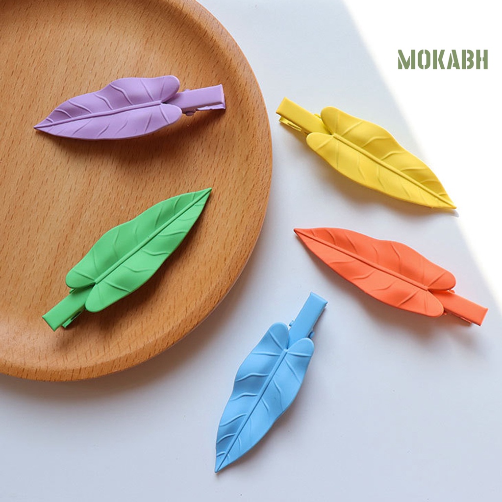 Kẹp Tóc Hình Chiếc Lá Hoạt Hình Bằng Chất Liệu Không Gỉ Chống Trầy Xước Dành Cho Nữ