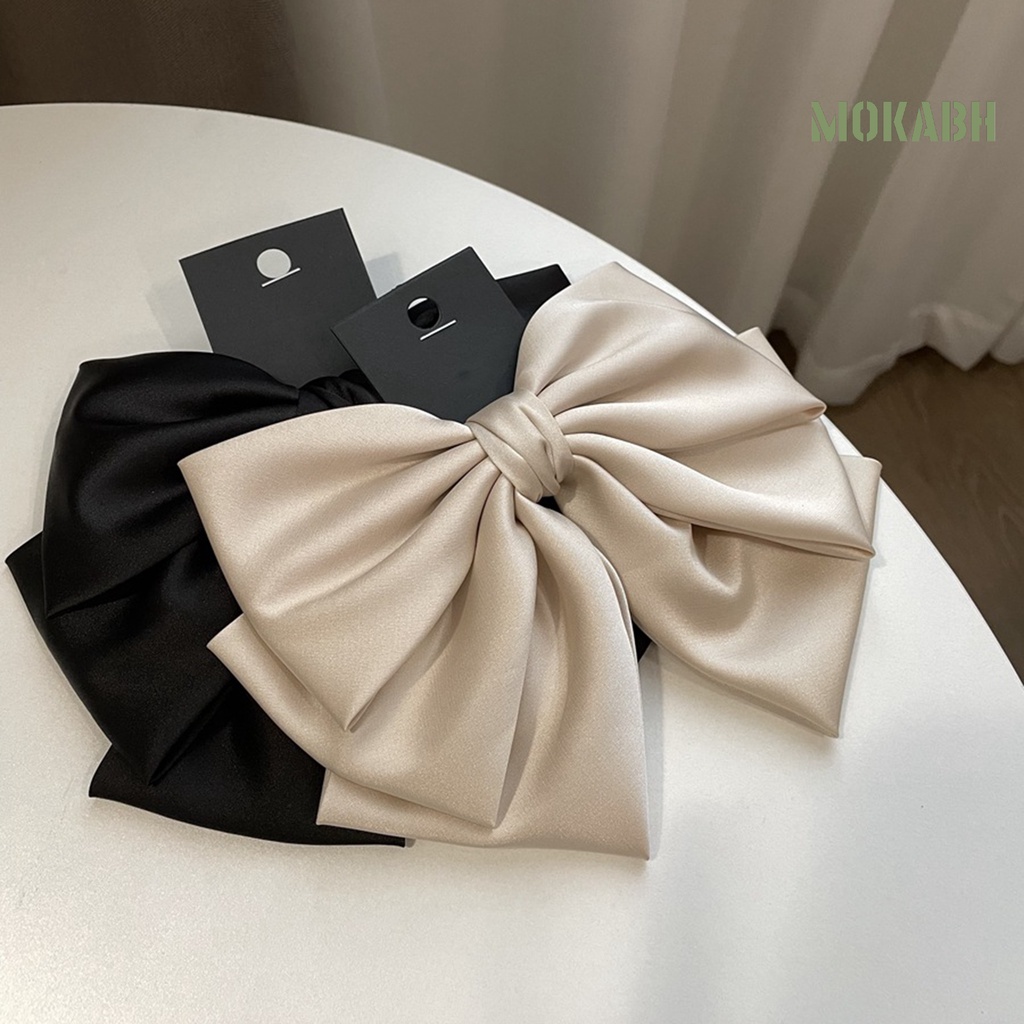 Kẹp Tóc Ba Lớp Hình Nơ Lớn Không Trơn Màu Sắc Thanh Lịch Dành Cho Nữ