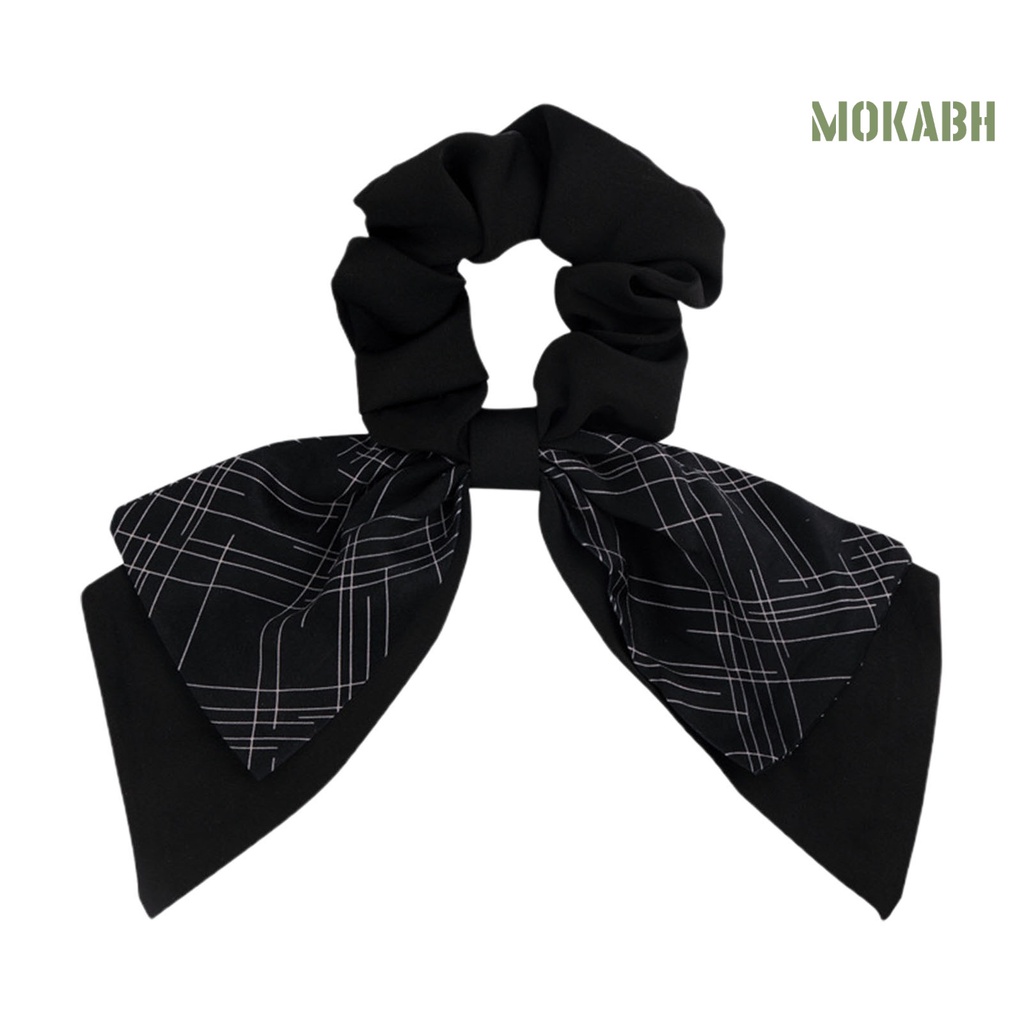 Dây Buộc Tóc Ruy Băng Thắt Nơ In Họa Tiết Kẻ Sọc Phong Cách Hàn Quốc