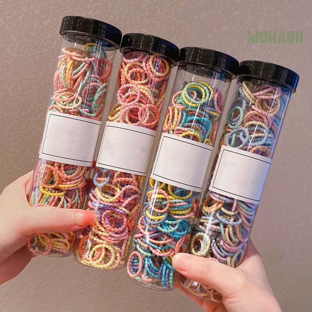 [Mok Abh] Set 300 Dây Cột Tóc Không Đau Độ Co Giãn Cao Cho Bé