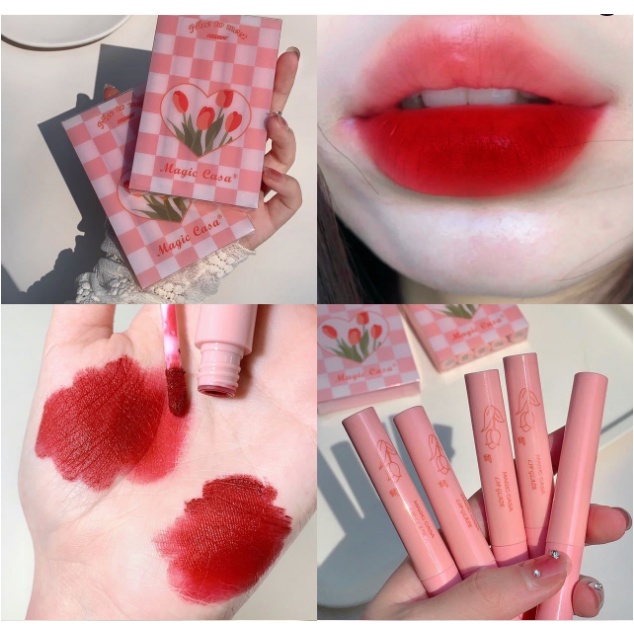 Set 5 Son Môi MAGIC CASA Chống Thấm Nước Cao Cấp Bộ Tulip