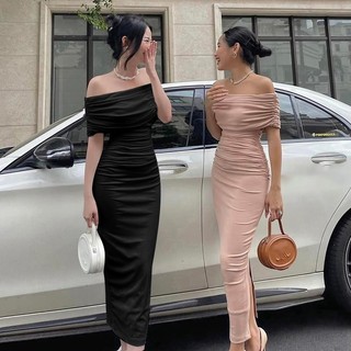 Đầm maxi trễ vai thiết kế xẻ quyến rũ
