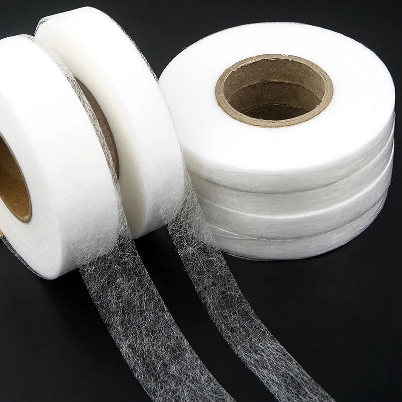 Cuộn Băng Keo Hai Mặt 60M Bằng Vải Không Dệt Màu Trắng Dùng Để May Quần Áo DIY
