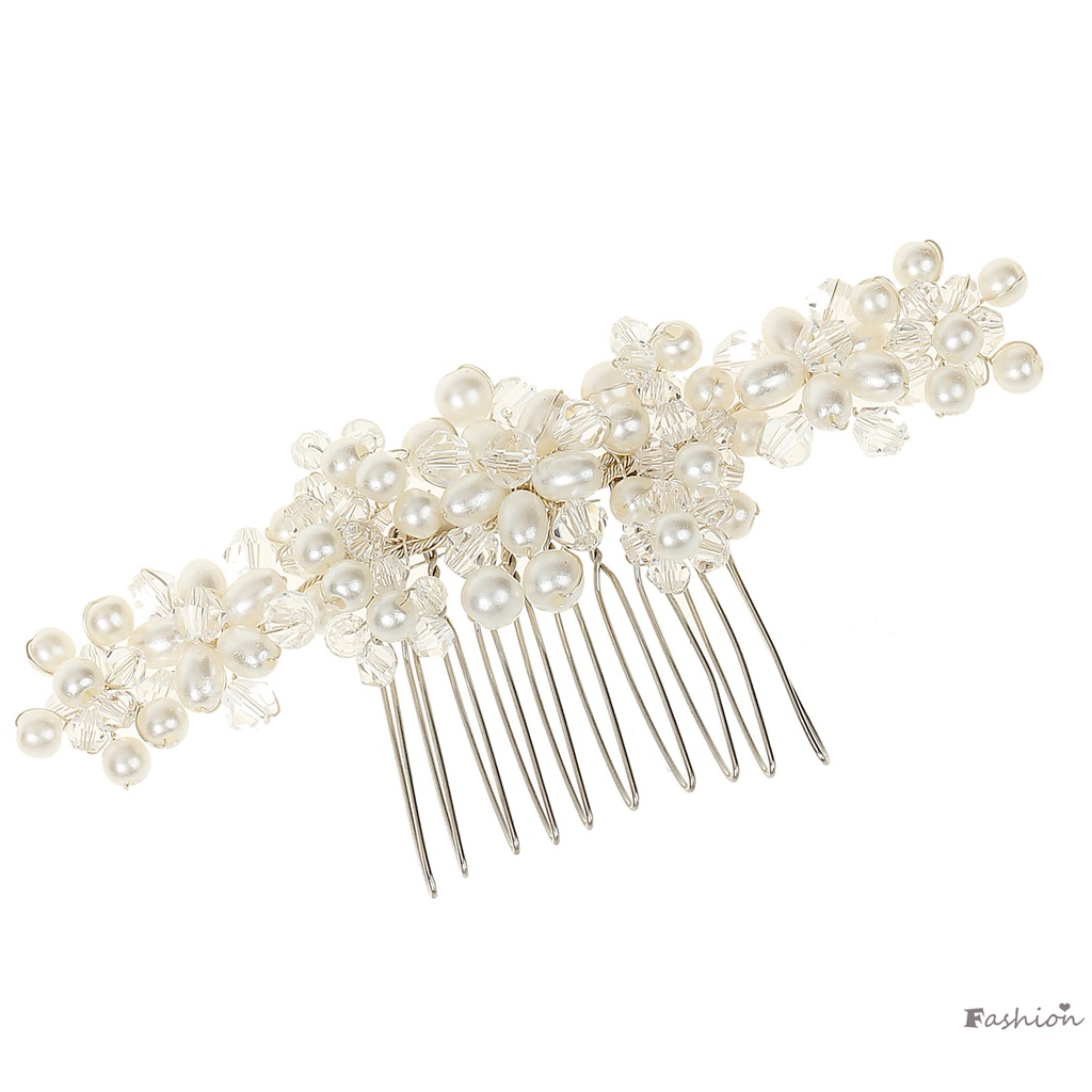 Lược Cài Tóc Chữ U Đính Hạt Giả Ngọc Trai