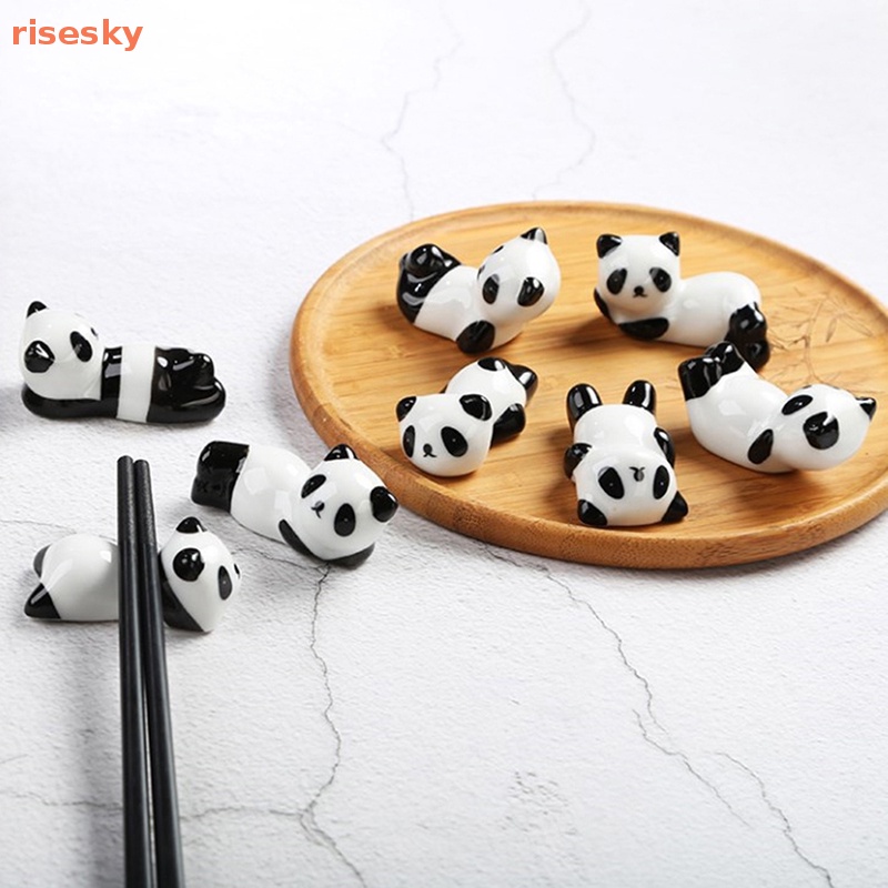 [risesky] Khay Đựng Đồ Ăn Bằng Sứ Hình Gấu Trúc Dễ Thương Phong Cách Trung Hoa