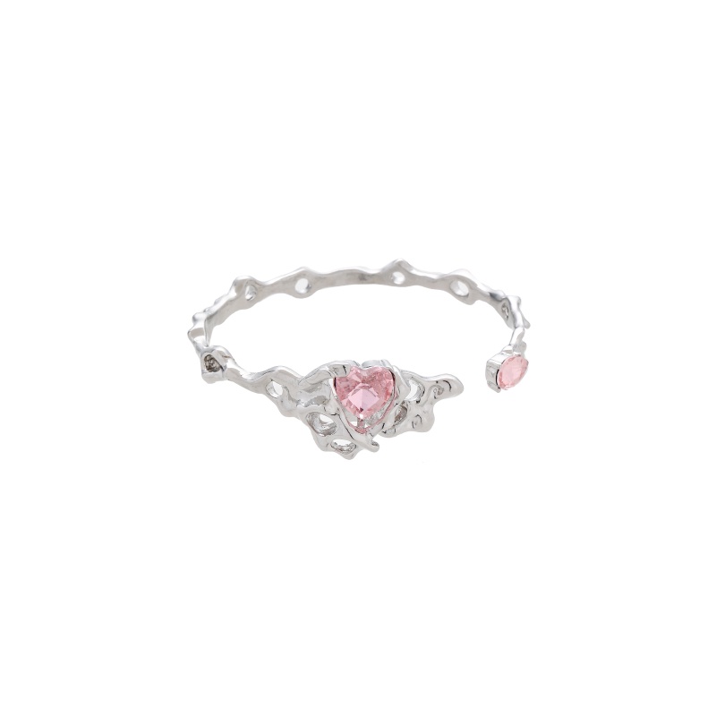 Vòng Tay Họa Tiết Trái Tim Màu Hồng Phong Cách hip hop Hàn Quốc Ngọt Ngào niche y2k