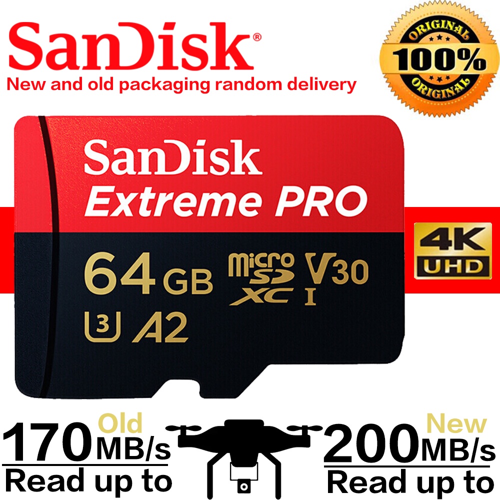 DJI Thẻ Nhớ Micro SD SDXC UHS-I 128GB 256GB 64GB U3 V30 TF Hiệu SanDisk