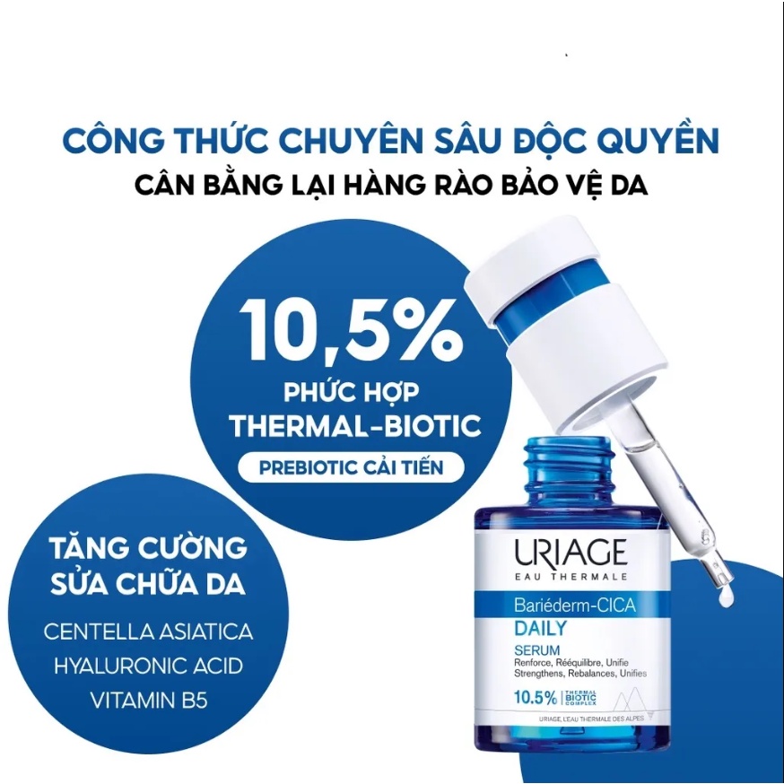 Serum Uriage Bariederm cica daily làm dịu, làm lành và phục hồi da tổn thương hằng ngày 30ml