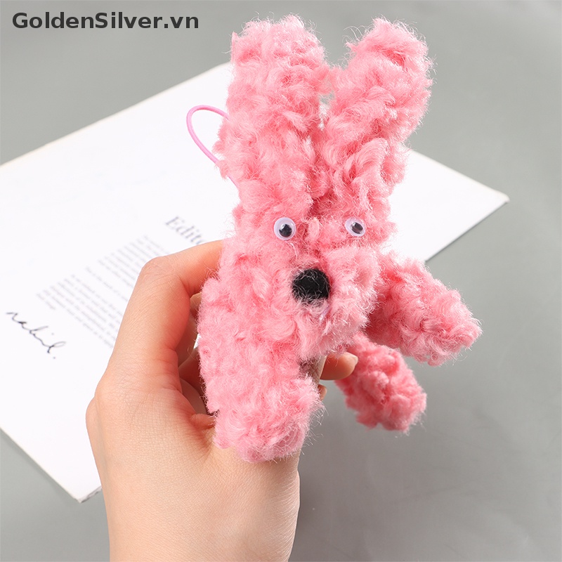 Móc Khóa Hình Chú Chó Nhồi Bông Màu Vàng Bạc Sáng Tạo