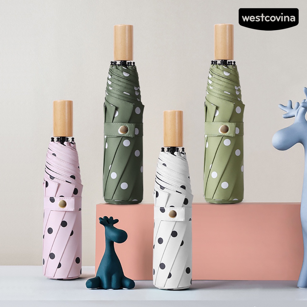 [COD]☁Dù Gấp Chống Nắng / Gió / Thấm Nước Họa Tiết Chấm Bi Thời Trang