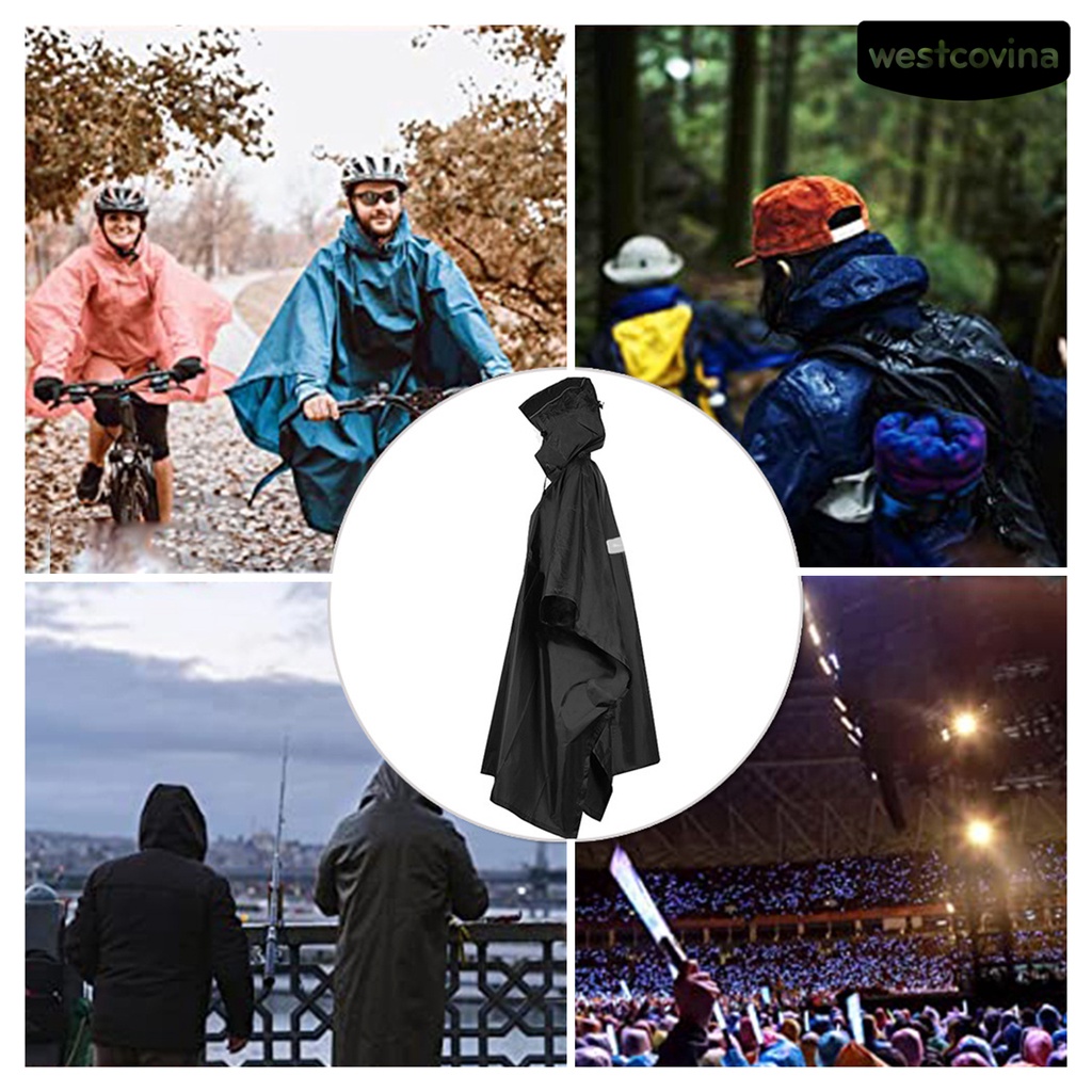 [COD]☁Áo Mưa Có Mũ Trùm Một Kích Thước Kẻ Sọc Phản Quang Unisex