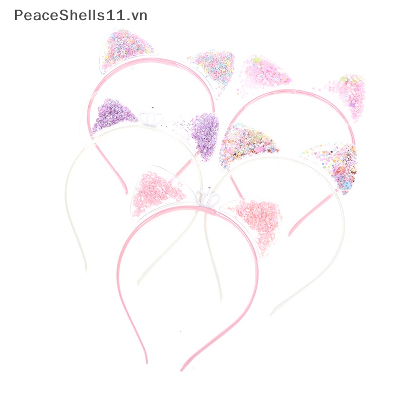 Băng Đô Tai Mèo Đính Kim Sa Lấp Lánh Dễ Thương Cho Bé Gái