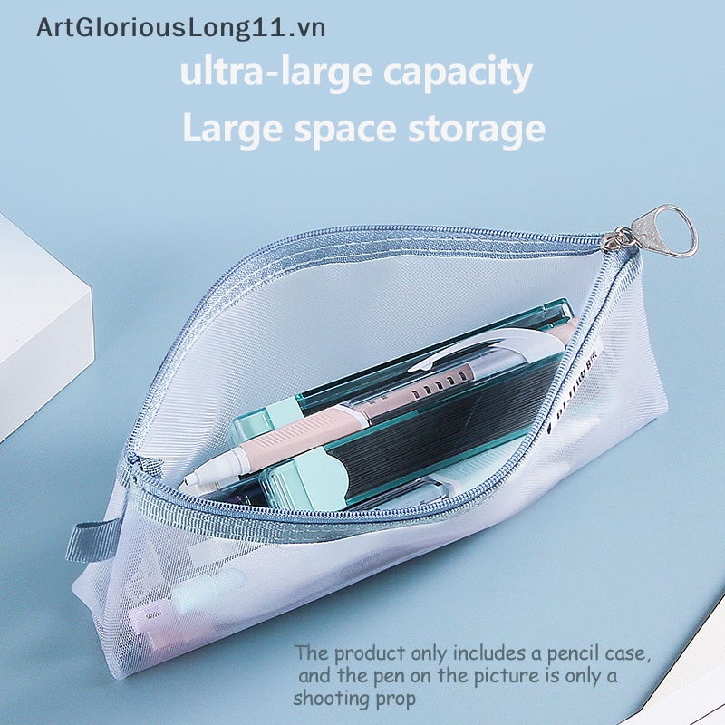 Túi Đựng Bút Dạng Lưới Trong Suốt Có Khóa Kéo Tiện Dụng Cho Học Sinh