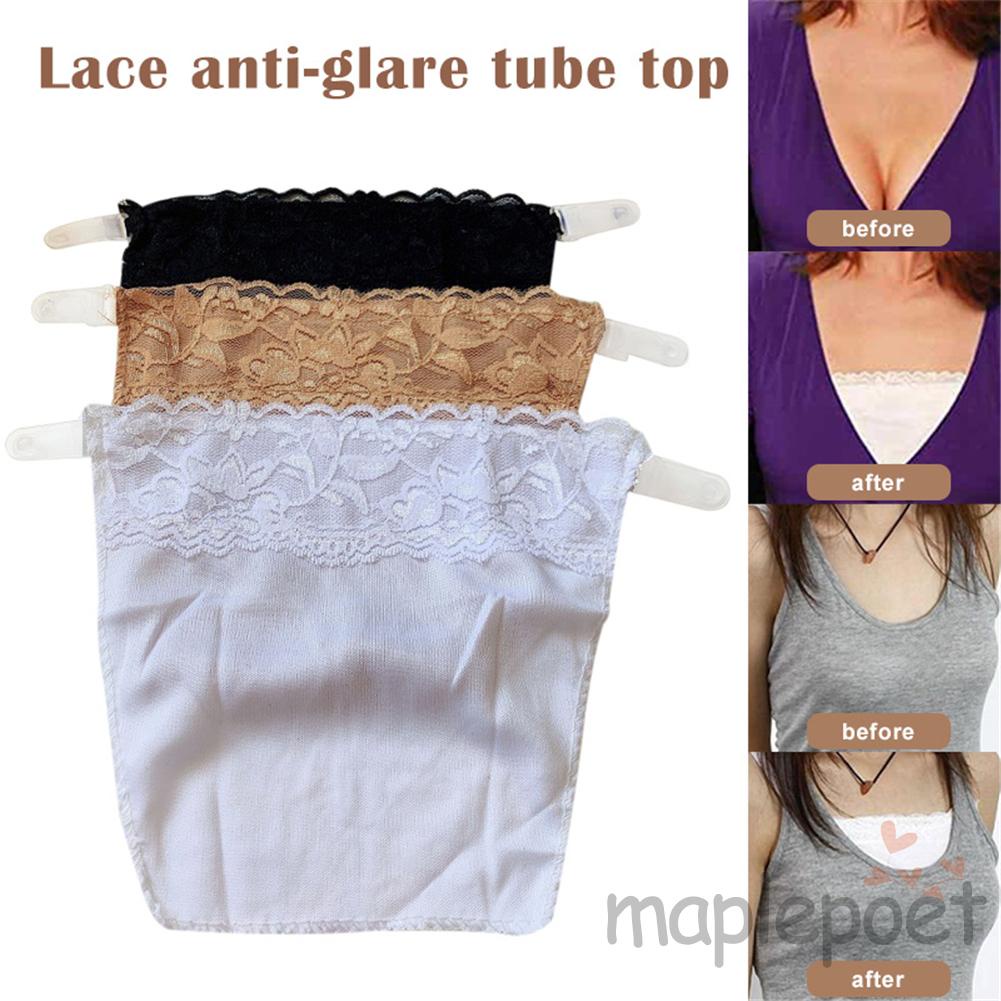 Maplepoet-áo Lót Phối Ren Kẹp Áo Ngực Có Đệm Lót Chế Độ Chồng Lên Nhau Màu Trơn Dành Cho Bạn Nữ
