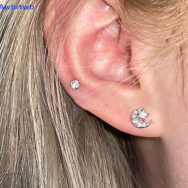 1 Bông Tai Hình Đôi Cánh Bằng Thép Không Gỉ Đính Đá Zircon Màu Hồng Ngọt Ngào Thời Trang Cho Nữ Mới