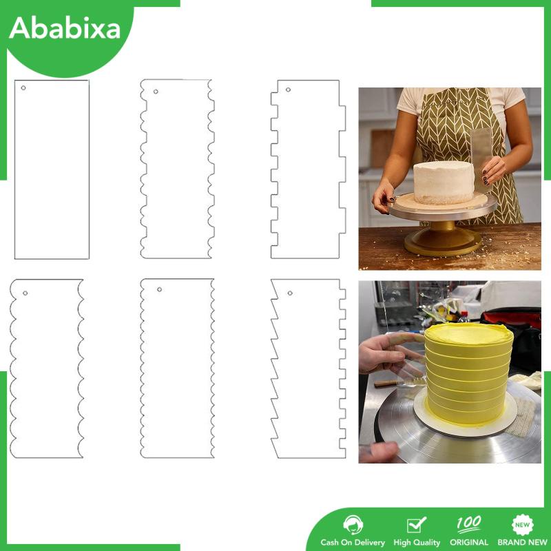 [Ababixa] Dụng Cụ Làm Mịn Trang Trí Bánh Kem Hai Mặt Kẻ Sọc Cho Nhà Bếp