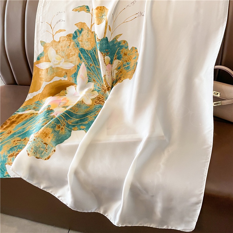 Khăn Quàng Cổ Cỡ Lớn 180X90Cm Chống Nắng Bằng Lụa In Họa Tiết Thời Trang Sang Trọng Cho Nữ