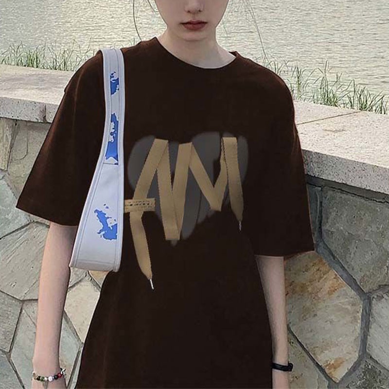 Áo Thun Tay Ngắn Cổ Tròn In Hình Phong Cách Hàn Quốc Thời Trang Mùa Hè Cho Nữ