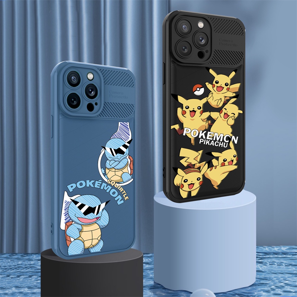 Ốp Điện Thoại Sợi Carbon Hình Pokemon Cho iphone 14 14 Pro MAX 14 MAX 13ProMax 12 12ProMax 11 11Pro 11ProMax X XS MAX XR